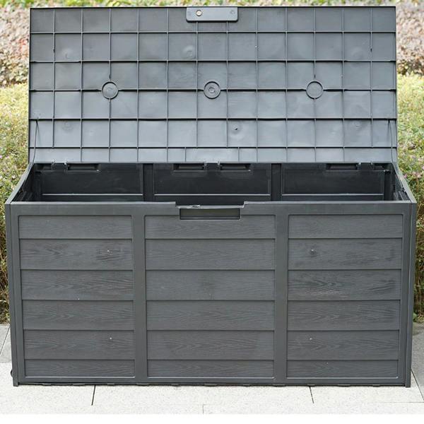 Gr8 Garden 300L Black Plastic Garden Storage Box with Lid for Cushions & Tools