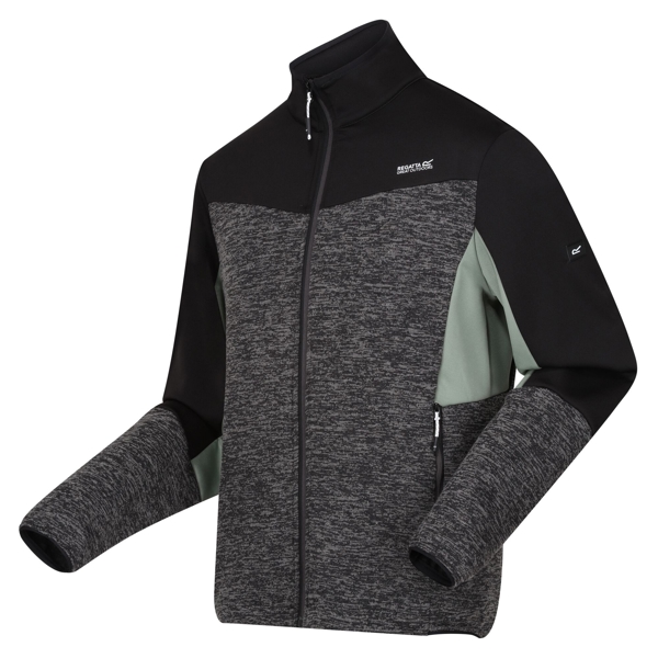 Regatta Mens Coladane VI Marl Full Zip Fleece Jacket - Ash Black Marl / Agave Green