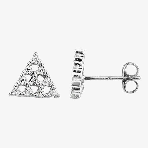 T. H. Baker Silver Pavé Triangular Pendant and Earring Set SET11985