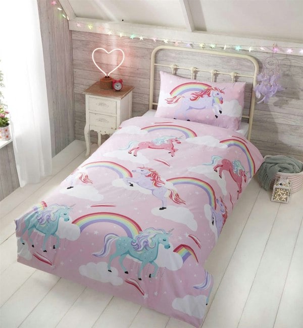 HomeSpace Direct Pink Unicorn Duvet Cover Set