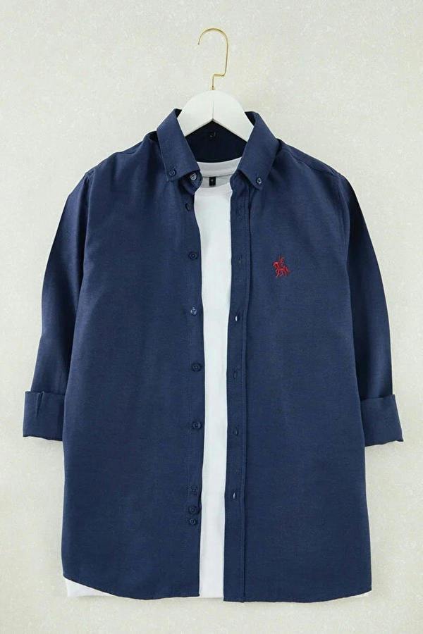 WOVCOR Oxford Smart Men’s Shirt with Embroidery Details