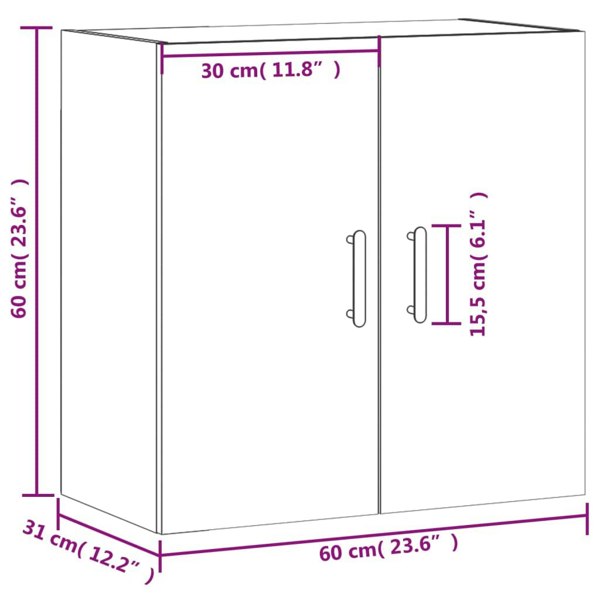 Berkfield Wall Cabinet Concrete Grey 60x31x60 cm Engineered Wood