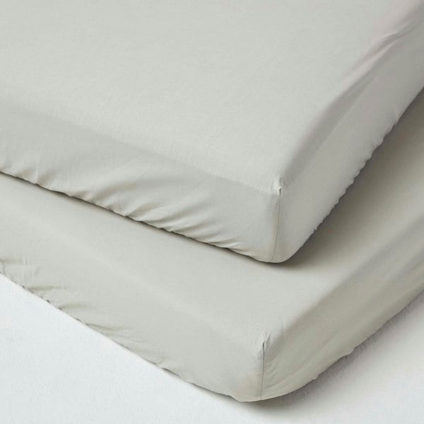 HOMESCAPES Cotton Cot Bed Fitted Sheets 200 Thread Count, 2 Pack