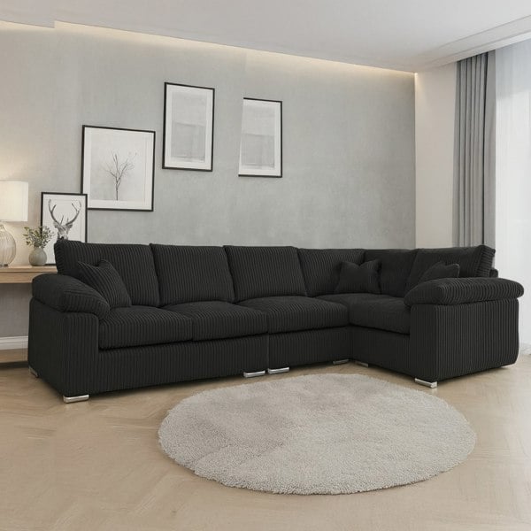 Furnishings For Less Delta Full Jumbo Cord 5 Seater L Shaped Corner Sofa