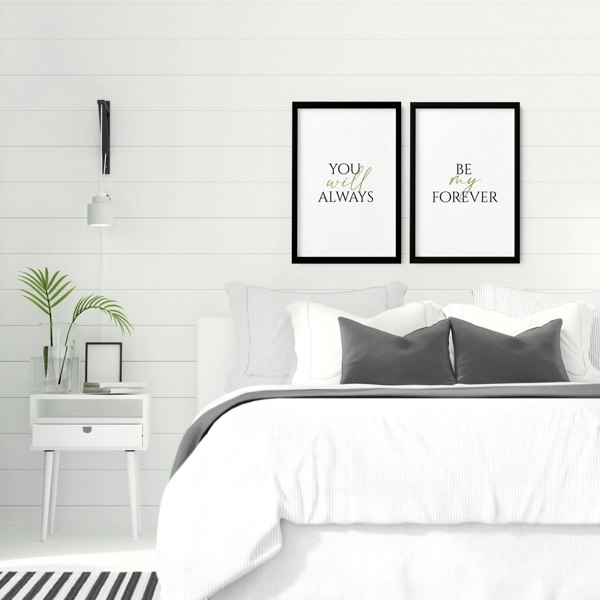 First anniversary gift for couple | set of 2 wall art prints for Bedroom