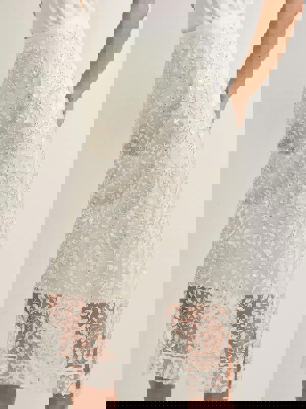 GWD Imara Floral Embroidery, Sheer Sparkle Skirt