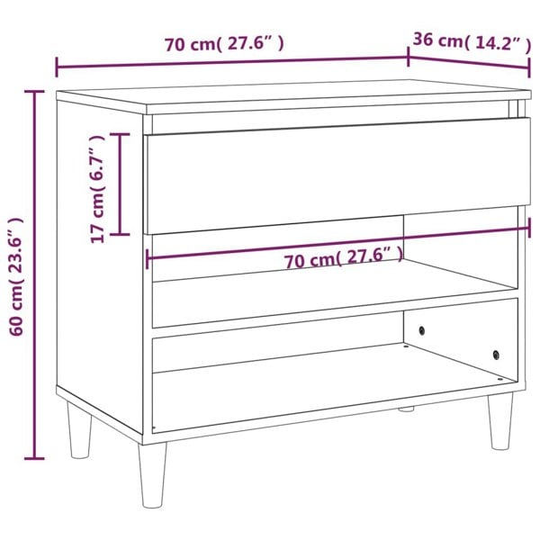 Berkfield Shoe Cabinet Smoked Oak 70x36x60 cm Engineered Wood