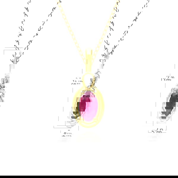 Gemondo Classic Oval Ruby & Round Diamond Pendant Necklace In 9ct Yellow Gold