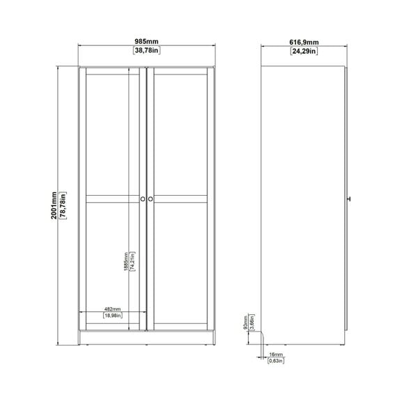 Wyld Haus Cherryfern Natural Oak Wood Wardrobe 2 Frame Doors