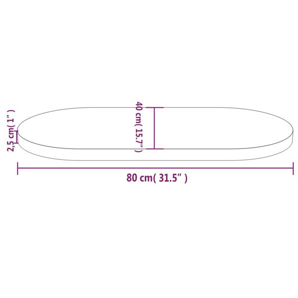 Berkfield Table Top 80x40x2.5 cm Solid Wood Pine Oval
