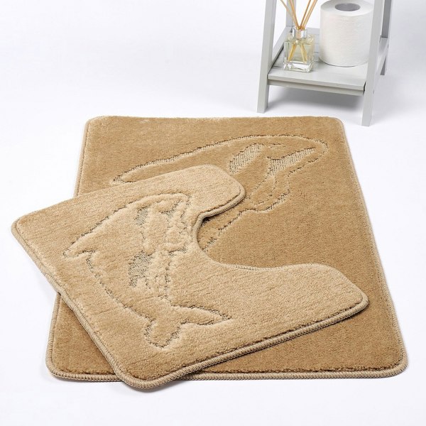 HomeSpace Direct Dolphin Anti-Slip Bath Mat and Pedestal Mat 2 Piece Set