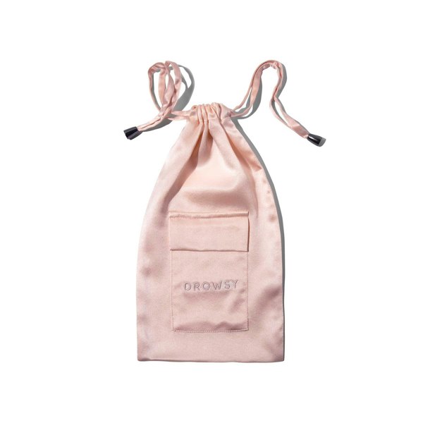 Drowsy Sleep Co. Pink silk carry pouch for silk eye mask protection