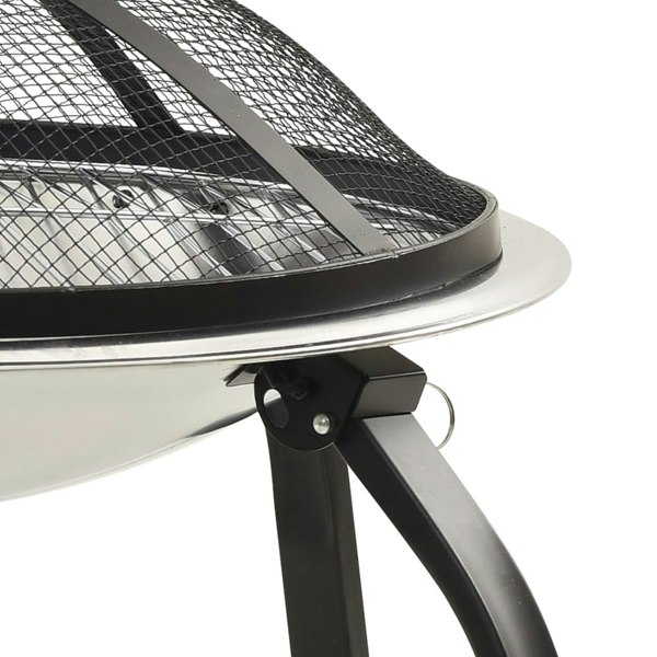 Berkfield 2-in-1 Fire Pit and BBQ with Poker 56x56x49 cm Stainless Steel