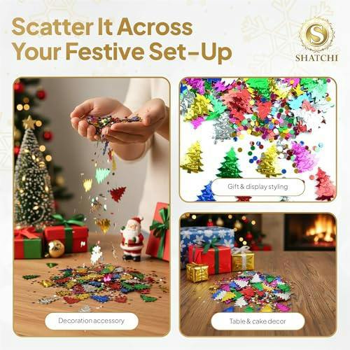 Green Christmas Snowflake Confetti Table Scatter, 14g Pack for Cards, Gifts and Party Decorations image 8