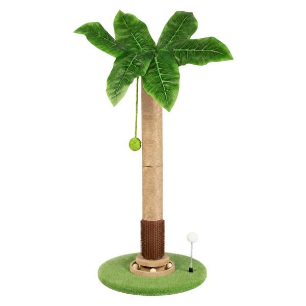 Skylos Cat Scratching Post Palm Tree Cat Scratcher With Brush Toy Indoor Green
