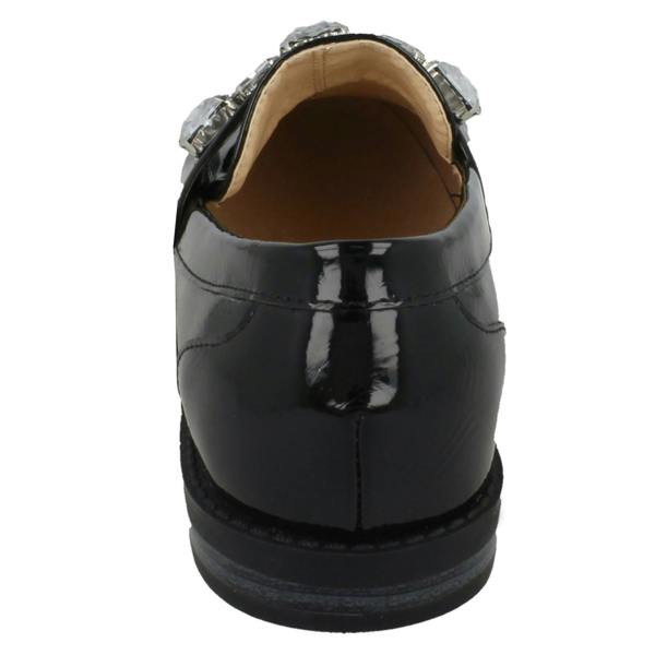 Spot On Ladies Spot On Jewel Trim Vamp Loafer Shoes