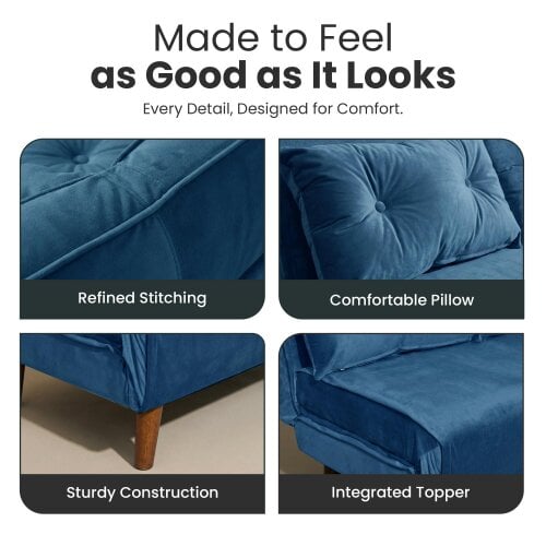 Kosy Koala Double Sofa Bed Sleeper Foldable Portable Pillow Lounge Couch Blue Sofa
