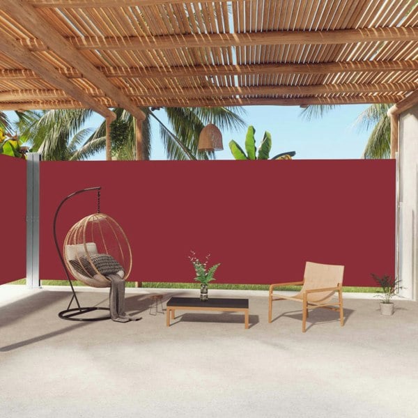 Berkfield Retractable Side Awning Red 220x1000 cm
