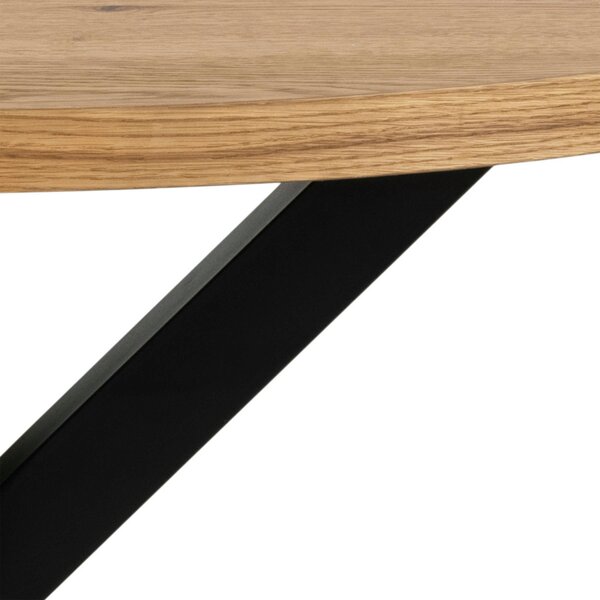 Wyld Haus Perth 120cm Natural Oak Veneer Round Dining Table Industrial Black Metal Legs