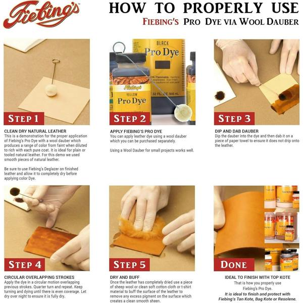 Fiebing's Pro Dye - Professional Oil-Based Leather Colour Dyes 4oz