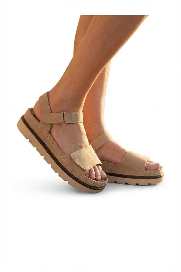 Violet Suede Platform Sandals - Beige_wb