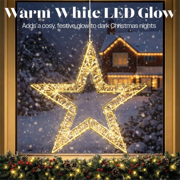 Scotts of Stow Xmas Haus White Metal Star with 480 Warm White Micro LED Indoor Decoration