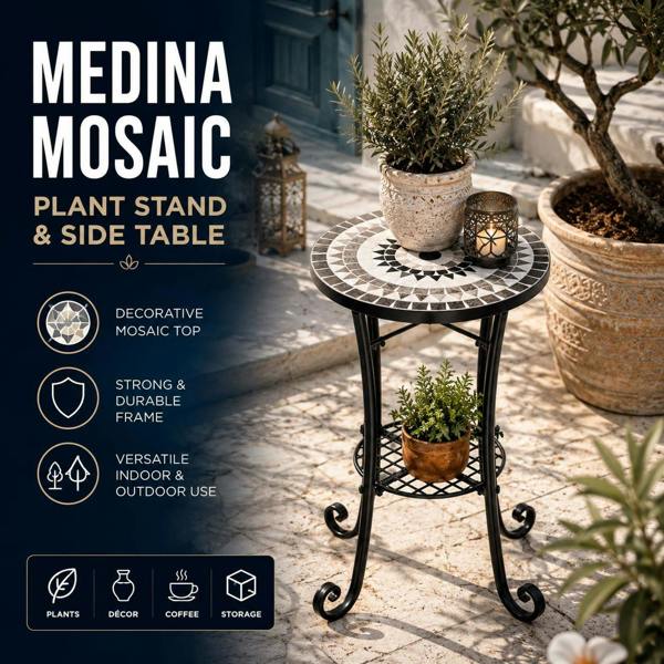 35cm Medina Mosaic Plant Stand/Side Table image 12
