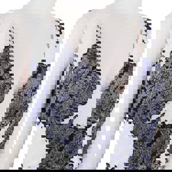 An exquisite Erdem dress in a pearlescent white and ink blue floral filcoupe