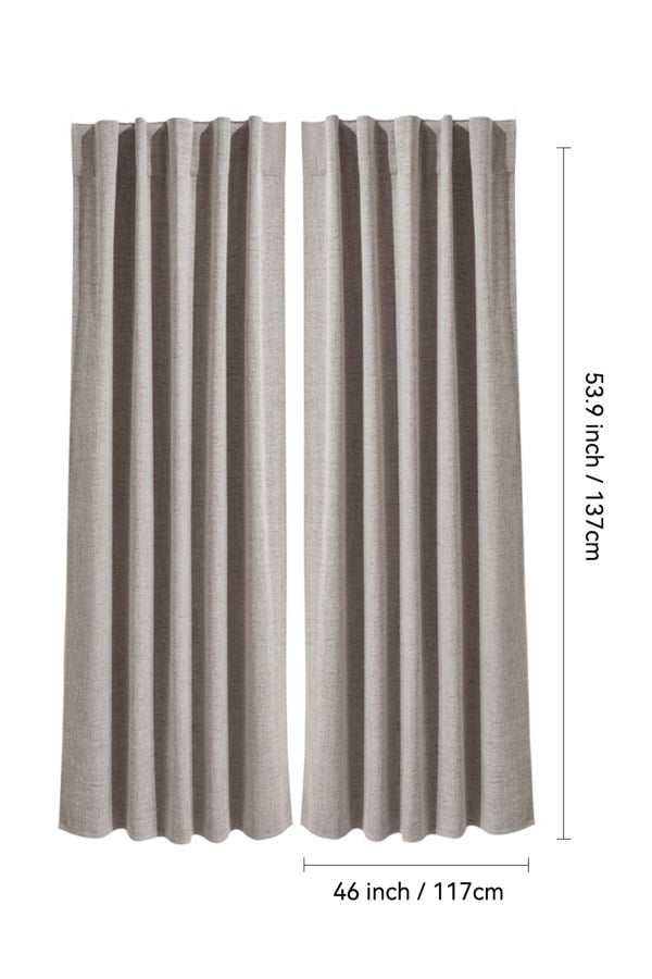 Living and Home 2 Panels Beige Faux Linen Back Tab or Rod Pocket Blackout Curtains for Bedroom, Living Room , 117cm W x 137cm H