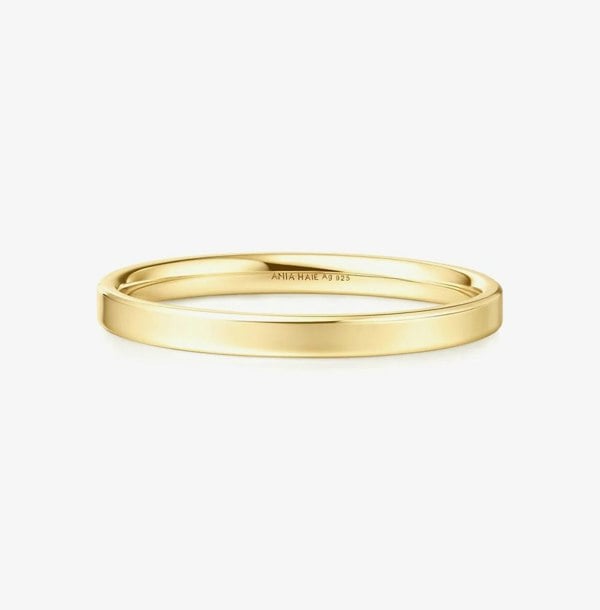 Ania Haie Sunny Sparkler 14ct Gold Plated 2mm Band Ring R064-02G