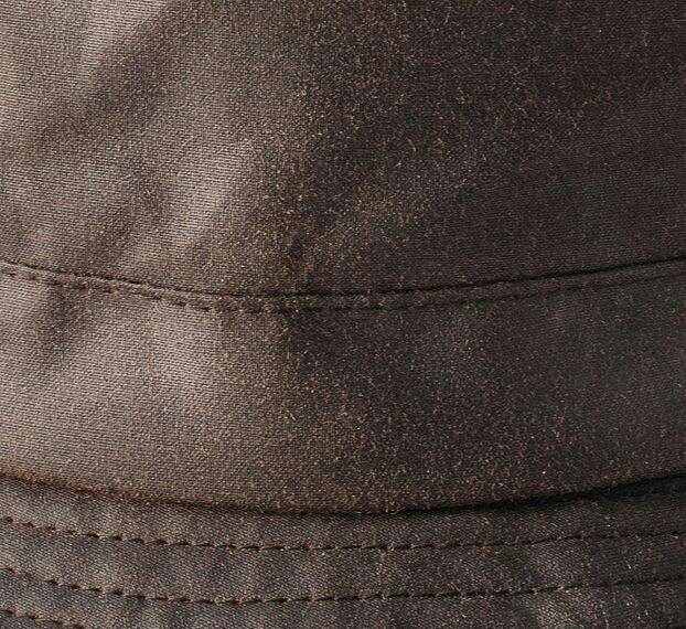 Heather Hats & Accessories Water Resistant Waxed Cotton Bucket Hat, Checked Cotton Lining, Outdoor Wear, Brown