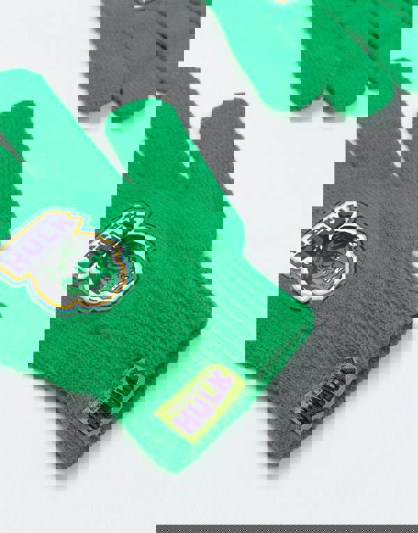 Marvel Boys Green Hulk Beanie and Gloves Set (One Size)