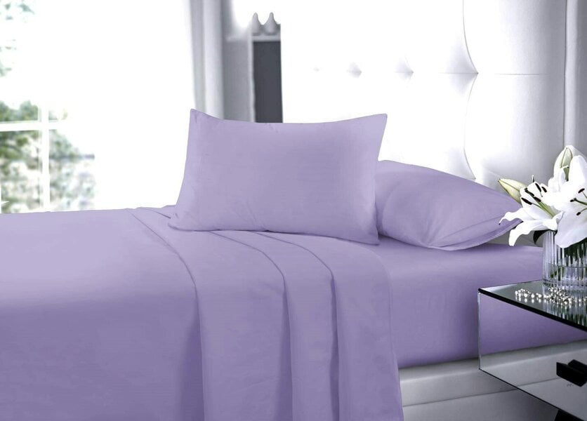Night Zone Polycotton Sheet Set – Fitted Sheet, Flat Sheet & Pillowcases Easy Care Bedding - Lilac