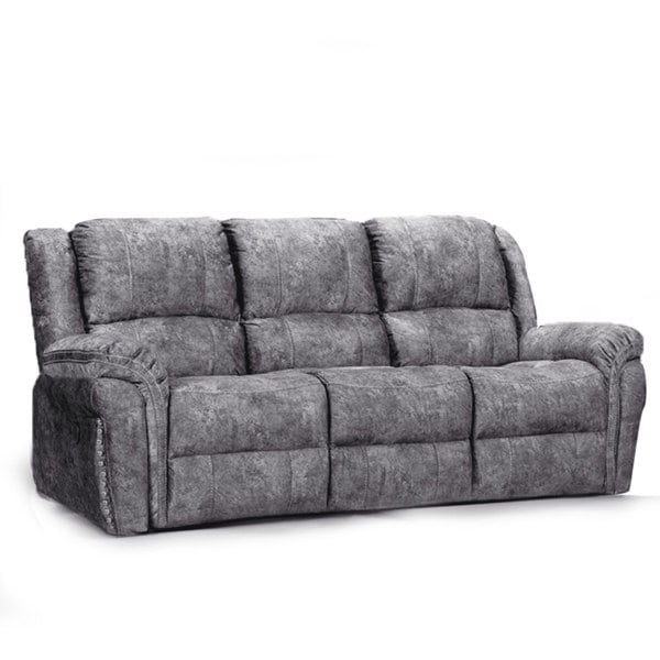 Galaxy Plush Velvet Grey Electric Reclining Sofa Suite - 3
