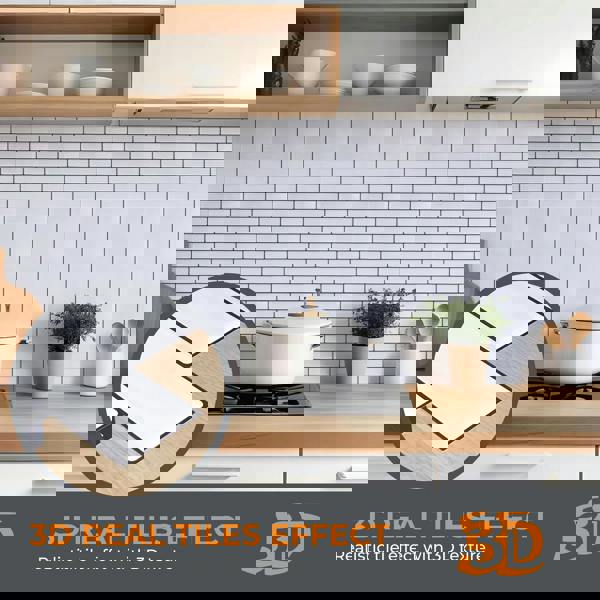 White Metro Glossy 3D Sticker Tile 12 x 12 inches / 30.5 x 30.5 cm - 6pcs in a pack