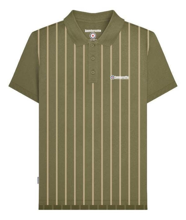 Lambretta Mens Classic Retro Pinstripe Mod Ska Casual Polo Shirt