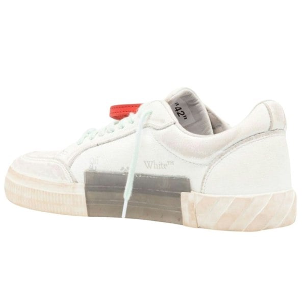 Off-White Low Vulcaniized Distressed White Leather Sneakers