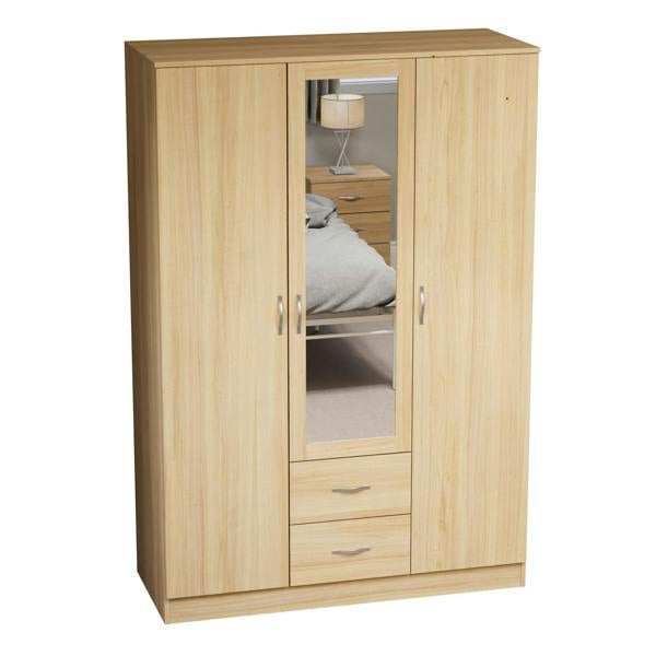 Vida Designs Riano 3 Door 2 Drawer Mirrored Wardrobe