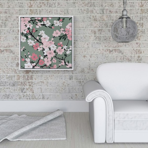 Warren Reed Pink Floral Abstract Pattern Framed Canvas