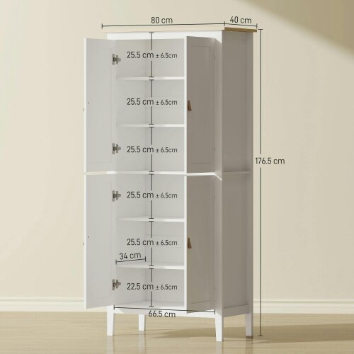 Wyld Haus Kaha Wooden White Tall Pantry Cabinet With Motion Sensor LED Lighting 176.5 cm