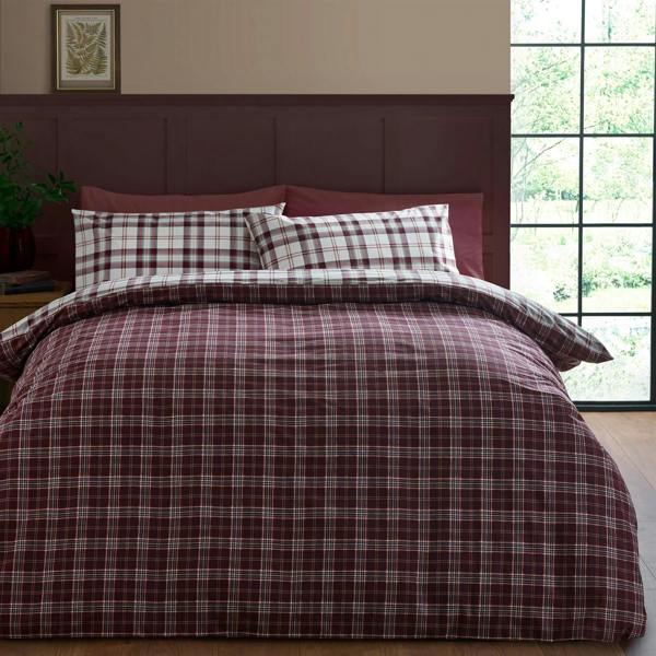 Kelso Check Plum Duvet Cover Set