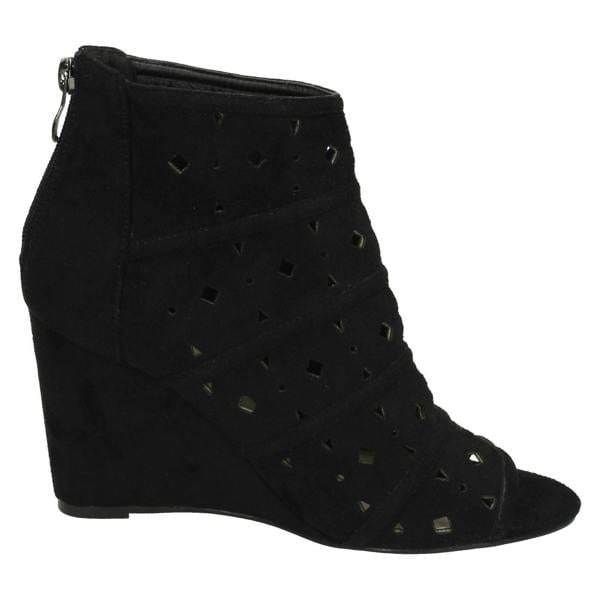 Spot On Ladies Spot On High Wedge Peeptoe Ankle Boots