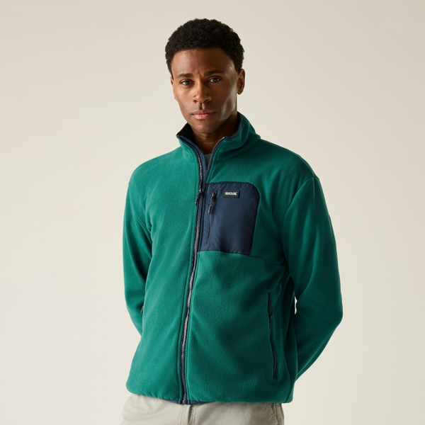 Regatta Mens Frankie Full Zip Fleece Jacket - Mediterranean Green/Navy
