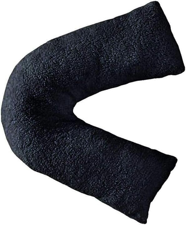 Night Zone Teddy Bear Fleece V Shaped Pillow – Soft Support Cushion with Case or Cover Only - Black - Cover Only