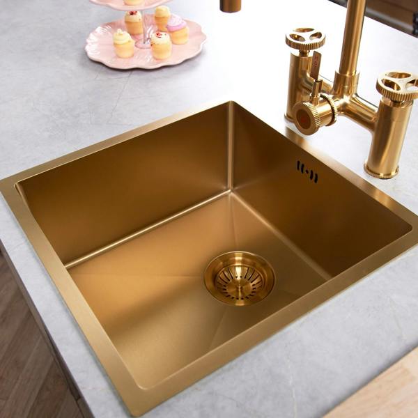 Flode Möckeln | 1.0 Bowl Stainlees Steel Sink | Strainer Waste Supplied | Brushed Gold Finish