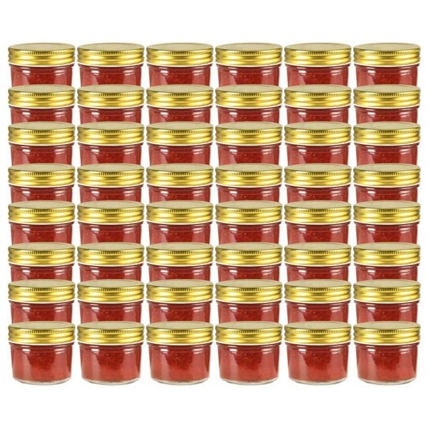 Berkfield Glass Jam Jars with Gold Lid 48 pcs 110 ml