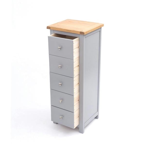 Cabinet Bits Mirano 5 Drawer Narrow Chest of Drawers Chrome Knob