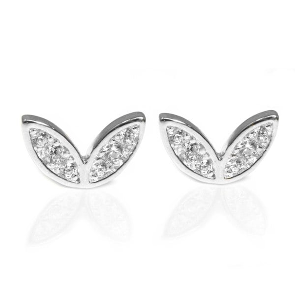 Say It With Winged Earrings with CZ Stones - Sterling Silver