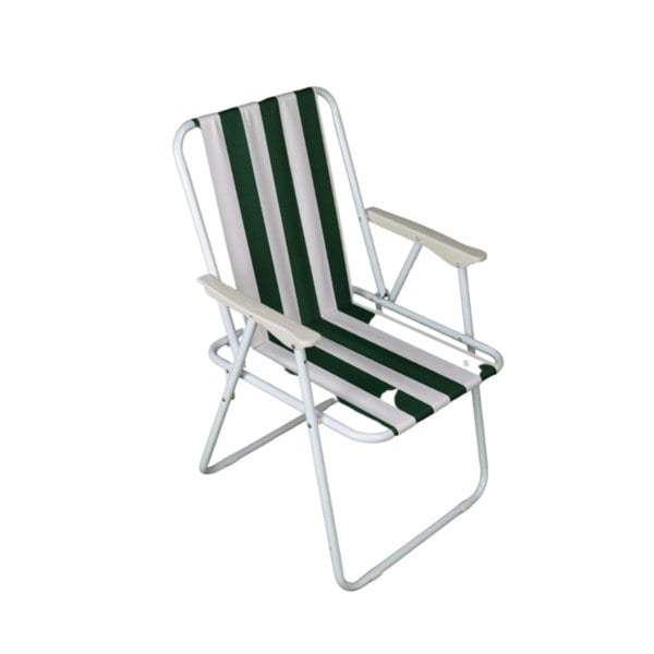 Samuel Alexander 3 Pack of Folding Camping / Picnic Chair in Green and White Garden Patio