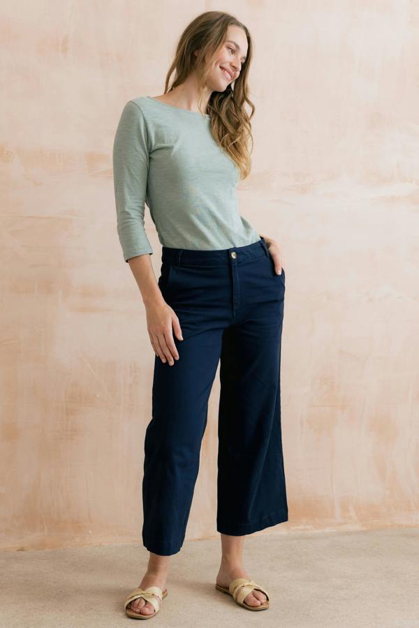 Lily & Me Isla Stretch Twill Crop Trousers Navy